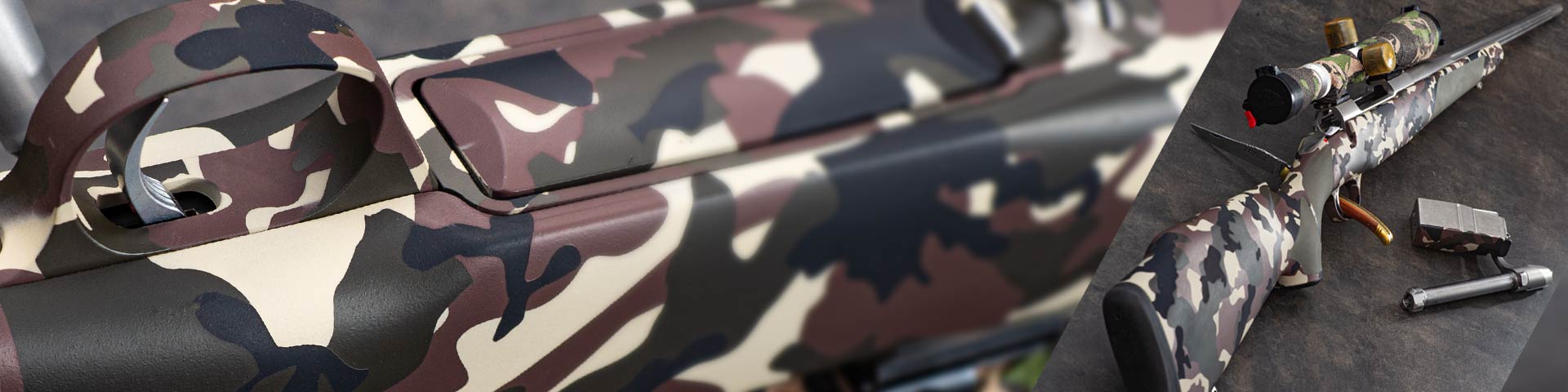 Application Cerakote Camouflage 4 couleurs type CE carabine chasse Sako 75 cal .270win