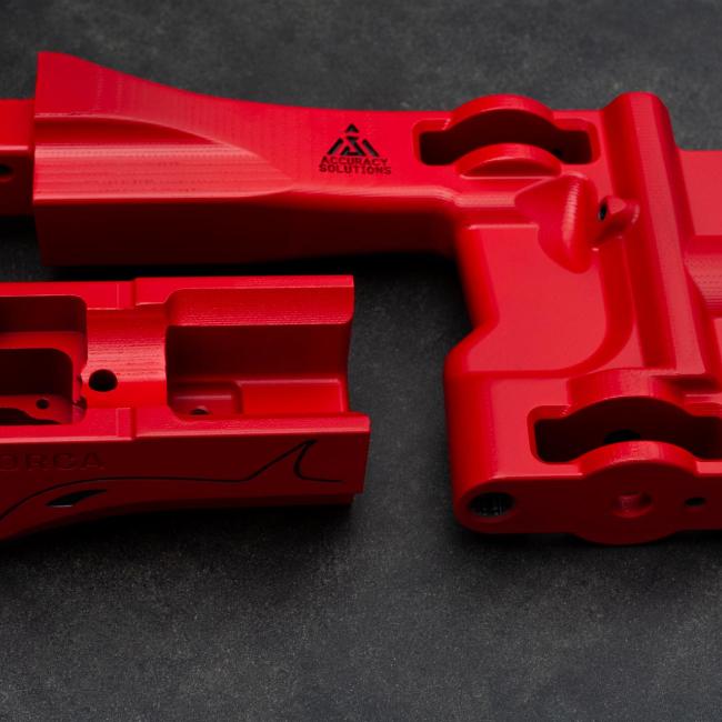Chassis Micarta Cerakote USMC Red Accuracy Solutions Orca_GVE9914