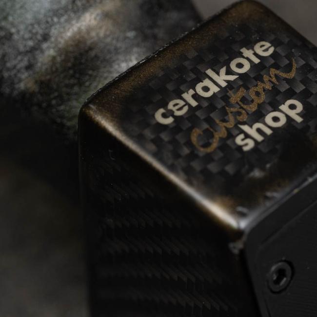 Detail logo cerakote shop Custom crosse carbone sur mesure Feinwerkbau P58 base